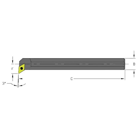 Indexable Boring Bar, S08M SDUCR2, 6 In L, High Speed Steel, 55 Degrees  Diamond Insert Shape