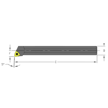 Indexable Boring Bar, S08M SWLCR2, 6 In L, High Speed Steel, Trigon Insert Shape