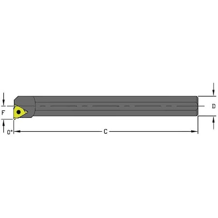 Indexable Thread Turning Tool Holder, A16R LSEL3, 8 In L, High Speed Steel, Triangle Insert Shape