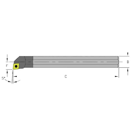 Indexable Boring Bar, E10S SCLPR2, 10 In L, Carbide, 80 Degrees  Diamond Insert Shape