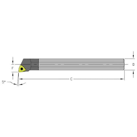 Indexable Boring Bar, E12Q SWLCL3, 7 In L, Carbide, Trigon Insert Shape
