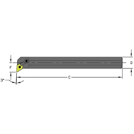 Indexable Boring Bar, S16S MDUNR3, 10 In L, High Speed Steel, 55 Degrees  Diamond Insert Shape