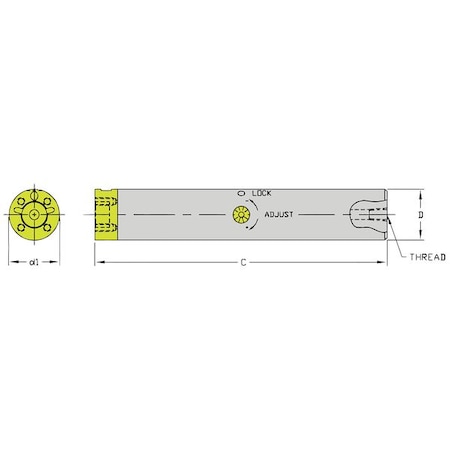 Indexable Boring Bar, CFT B50MM-750, 750.00mm L, Steel, Carbide