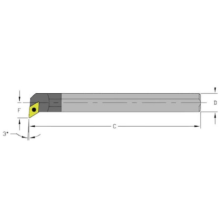 Indexable Boring Bar, C06M SDUCL2, 6 In L, Carbide, 55 Degrees  Diamond Insert Shape