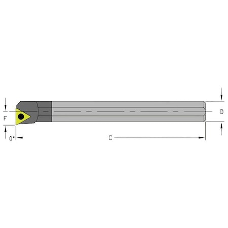 Indexable Boring Bar, E16R STUPR3, 8 In L, Carbide, Triangle Insert Shape
