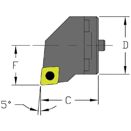 Indexable Cutting Head Unit, SH20 SCLCR3, 1.2600 In L, Steel, 80 Degrees  Diamond Insert Shape