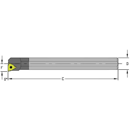 Indexable Thread Turning Tool Holder, E12Q LSEL3, 7 In L, Carbide, Triangle Insert Shape