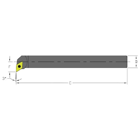 Indexable Boring Bar, D12S SDUCR3, 10 In L, High Speed Steel, 55 Degrees  Diamond Insert Shape