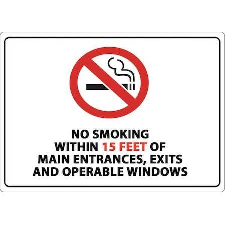 No Smoking Label, 5 In H, 7 In W, Plastic, Rectangle, English, 1873S