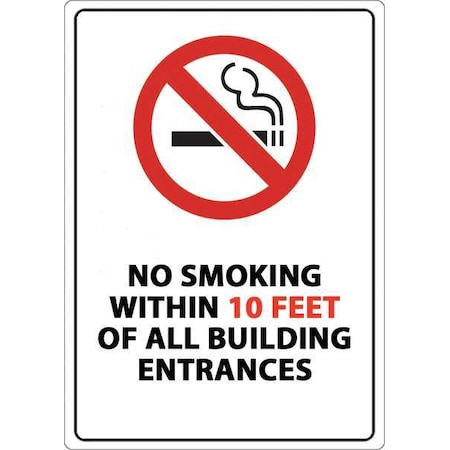 No Smoking Window Decal, 7 H, 5 In W, Plastic, Rectangle, English, 1875D