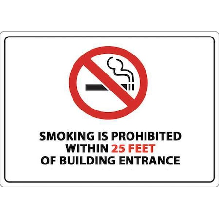 No Smoking Sign, 7 H, 10 W, Plastic, Rectangle, English, 1870S