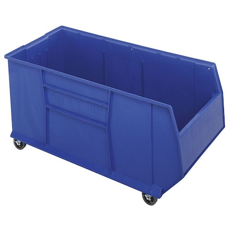 Mobile Storage Bin, Blue, Polypropylene, 41 7/8 In L X 19 7/8 In W X 17 1/2 In H