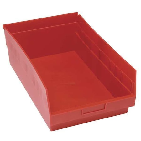 Shelf Storage Bin, Red, Polypropylene, 17 7/8 In L X 11 1/8 In W X 8 In H, 70 Lb Load Capacity