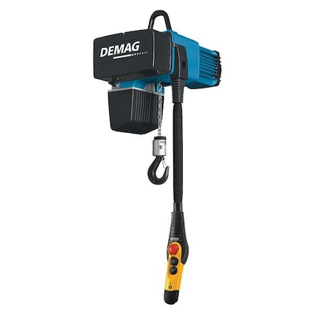 Electric Chain Hoist, 1,000 Lb, 26 Ft, Hook Mounted - No Trolley, Blue
