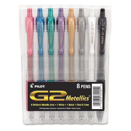 Pen,Gel,G2 Metallic,Ast,PK8