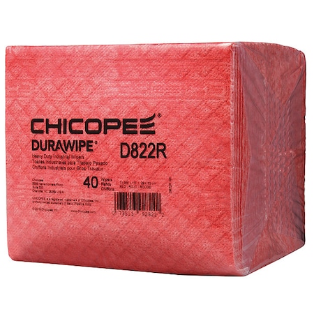 Durawipe 800 Wiper,Quarter Fold,Red,PK5