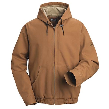 Flame Resistant Jacket W/Hood And Lanyard Access, Brown, EXCEL Flame Resistant(R) ComforTouch(R) Flame Resistant Duck, S