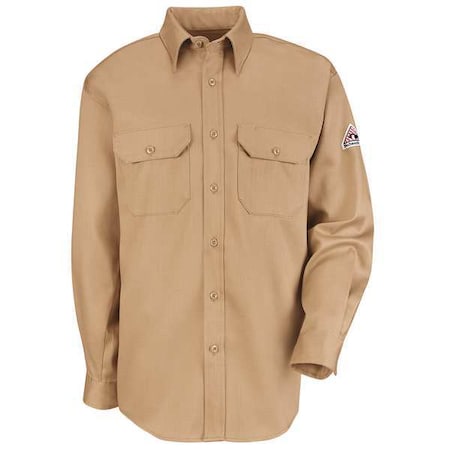 Flame Resistant Collared Shirt, Khaki, EXCEL Flame Resistant(R) ComforTouch(R) Flame Resistant, 88%, 3XL