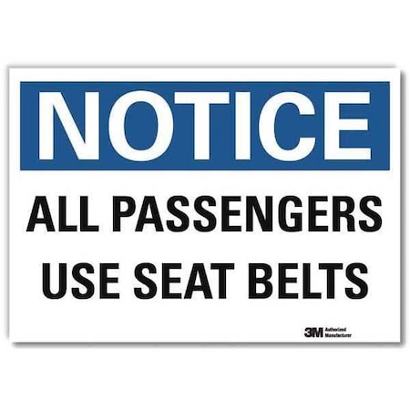 Reflective Seat Belt Label, 7 In H, 10 In W, Aluminum, Vertical Rectangle, U5-1051-RD_10X7