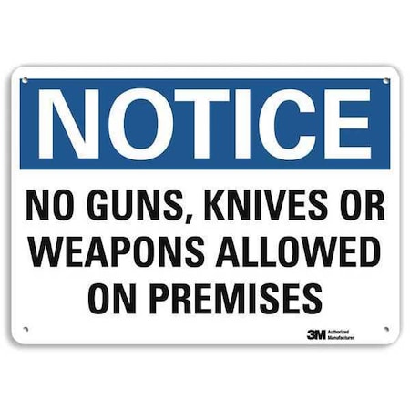 Notice Sign, 10 In H, 14 In W, Aluminum, Horizontal Rectangle, English, U5-1381-RA_14X10