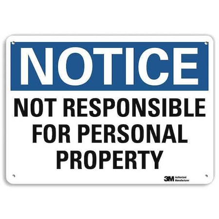 Notice Sign, 7 In H, 10 In W, Plastic, Vertical Rectangle, English, U5-1432-NP_10X7