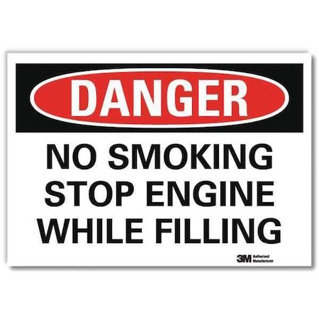 Danger No Smoking Sign, 7 H, 10 W, Reflective Sheeting, Vertical Rectangle,U3-1857-RD_10X7