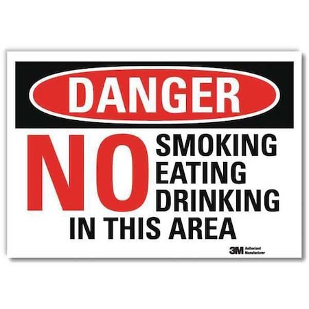 Danger No Smoking Sign, 10 H, 14 In W, Reflective Sheeting, Horizontal Rectangle, U3-1836-RD_14X10