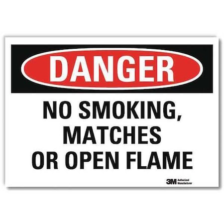 Danger No Smoking Sign, 5 In H, 7 In W, Reflective Sheeting, Horizontal Rectangle,U3-1865-RD_7X5