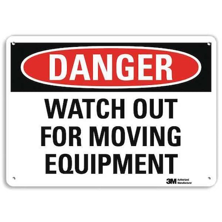 Danger Sign, 10 In Height, 14 In Width, Aluminum, Horizontal Rectangle, English