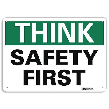 Think Sign, 7 In H, 10 In W, Aluminum, Vertical Rectangle, English, U7-1330-NA_10x7