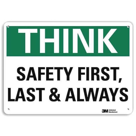 Safety Sign, 10 In H, 14 In W, Plastic, English, U7-1332-NP_14X10