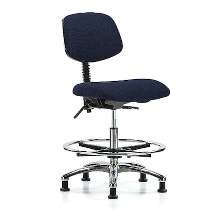 Chair, Fabric, Med Bench, Chr CF Glides, Nav, Weight Capacity: 300 Lb.