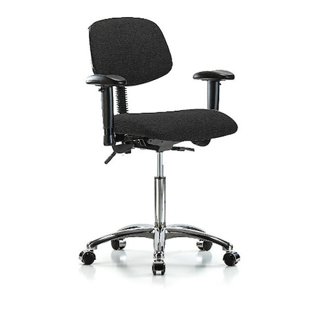 Chair,Fab,Med Bench,Chr AA Casters,Blk