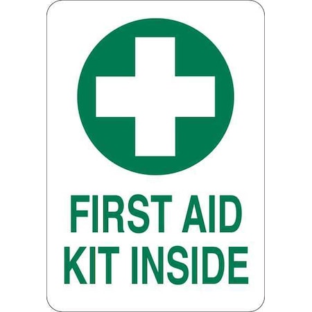 First Aid Sign, 10 In Height, 7 In Width, Aluminum, English