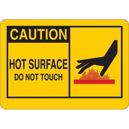 Caution Sign, 5 In H, 7 In W, Vinyl, English, 34GL63
