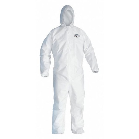 Hooded Disposable Coveralls, 4Xl, 25 , White, Microporous Film Laminate, Zipper