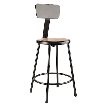 Round Stool With Backrest, Height 24Black