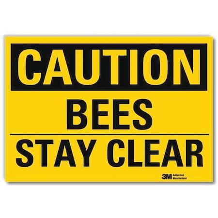 Safety Sign,Bees Stay Clear,5in.Hx7in.W