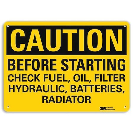 Caution Sign, 10 In H, 14 In W, Horizontal Rectangle, English, U4-1082-NA_14x10
