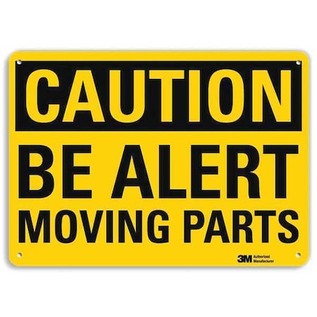 Caution Sign, 10 In Height, 14 In Width, Plastic, Horizontal Rectangle, English