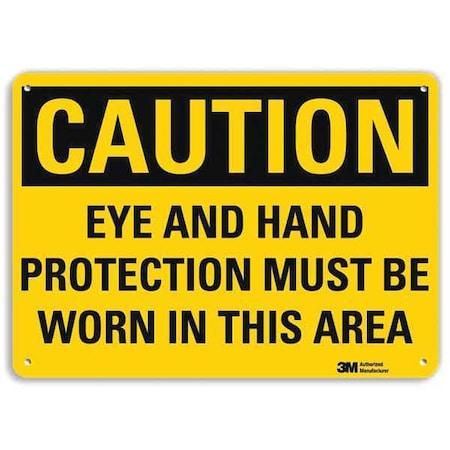 Safety Sign,Eye Hand Protection,7in.H