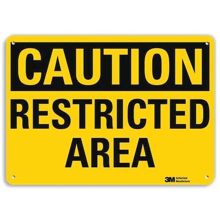 Caution Sign,Restricted Area,7x10 In.