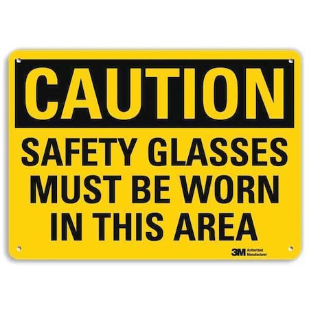 Safety Sign,Safety Glasses,English,7in H