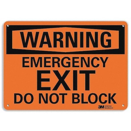 Emergency Exit Sign, English, 14 W, 10 H, Recycled Plastic, Orange