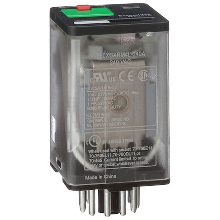 General Purpose Relay, 240V AC Coil Volts, Octal, 11 Pin, 3PDT