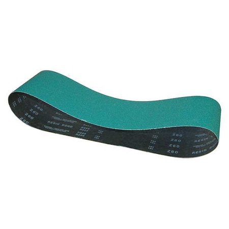 Sanding Belt, Coated, 1/2 In W, 18 In L, 60 Grit, Medium, Zirconia Alumina, Predator, Blue/Green