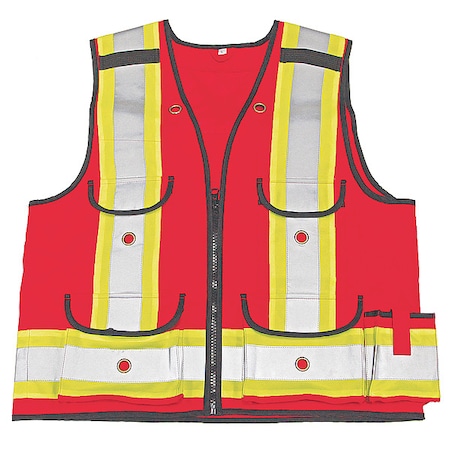 Hi Vis Surveyor Vest,Class 1,2XL,Red