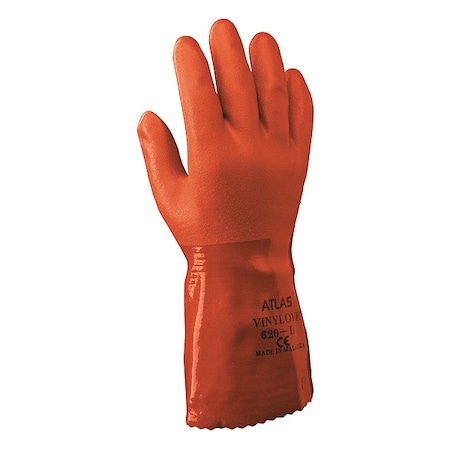 Chemical Resistant Gloves, XL, Cotton, PVC