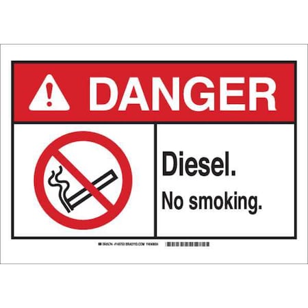 Danger No Smoking Sign, 7 H, 10 W, Plastic, Rectangle, English, 143755