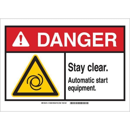 Danger Sign, 7 Height, 10 Width, Aluminum, Rectangle, English
